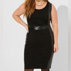 Torrid black faux leather contoured panel dress